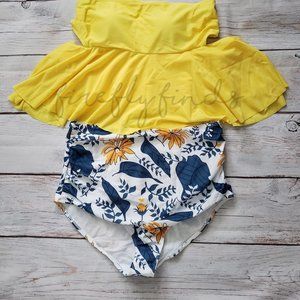 Yellow Floral off shoulder bathing suit Size XL